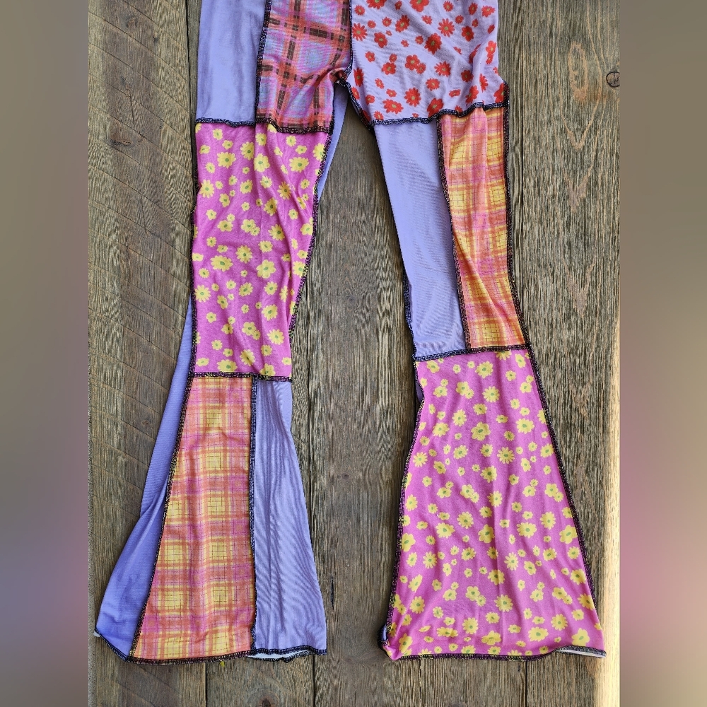 The Ragged Priest Colorful Patchwork Flared Pants Sz M - Picture 3 of 12